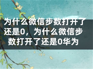 為什么微信步數(shù)打開了還是0，為什么微信步數(shù)打開了還是0華為