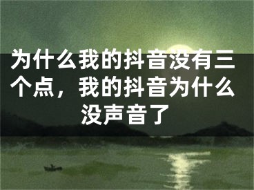 為什么我的抖音沒有三個點，我的抖音為什么沒聲音了