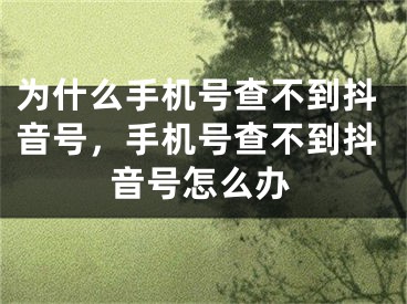 為什么手機號查不到抖音號，手機號查不到抖音號怎么辦