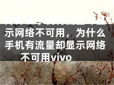 為什么手機有流量卻顯示網(wǎng)絡(luò)不可用，為什么手機有流量卻顯示網(wǎng)絡(luò)不可用vivo