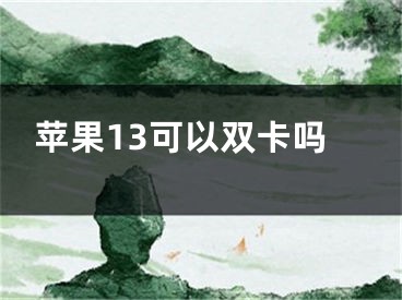 蘋果13可以雙卡嗎