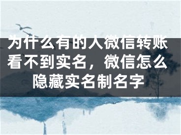 為什么有的人微信轉(zhuǎn)賬看不到實名，微信怎么隱藏實名制名字