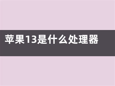 蘋果13是什么處理器