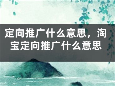 定向推廣什么意思，淘寶定向推廣什么意思