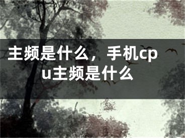 主頻是什么，手機(jī)cpu主頻是什么