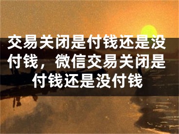 交易關(guān)閉是付錢還是沒付錢，微信交易關(guān)閉是付錢還是沒付錢