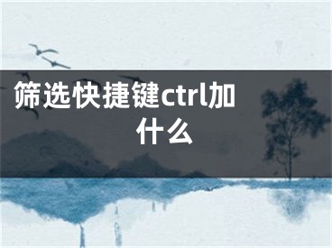 篩選快捷鍵ctrl加什么