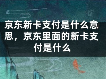 京東新卡支付是什么意思，京東里面的新卡支付是什么