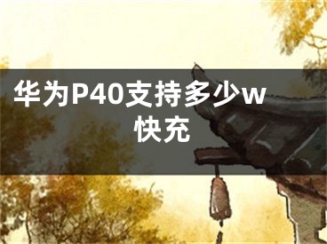 華為P40支持多少w快充