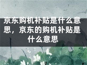 京東購機補貼是什么意思，京東的購機補貼是什么意思