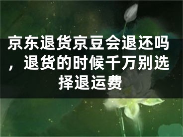 京東退貨京豆會(huì)退還嗎，退貨的時(shí)候千萬(wàn)別選擇退運(yùn)費(fèi)