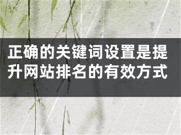 正確的關(guān)鍵詞設(shè)置是提升網(wǎng)站排名的有效方式