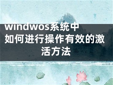 windwos系統(tǒng)中如何進(jìn)行操作有效的激活方法