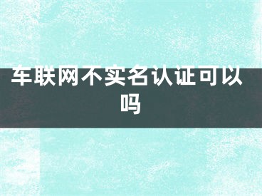 車聯(lián)網不實名認證可以嗎