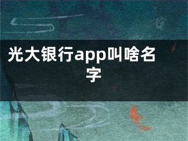 光大銀行app叫啥名字