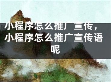 小程序怎么推廣宣傳，小程序怎么推廣宣傳語(yǔ)呢