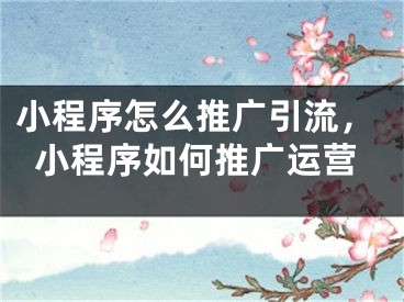 小程序怎么推廣引流，小程序如何推廣運營