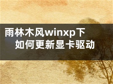 雨林木風winxp下如何更新顯卡驅動