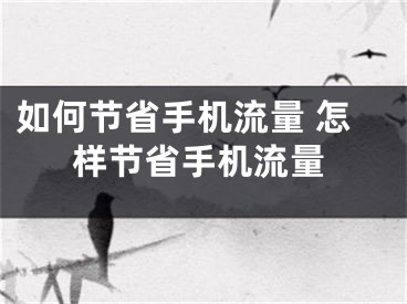 如何節(jié)省手機流量 怎樣節(jié)省手機流量