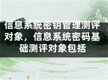 信息系統密鑰管理測評對象，信息系統密碼基礎測評對象包括