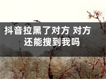 抖音拉黑了對(duì)方 對(duì)方還能搜到我嗎