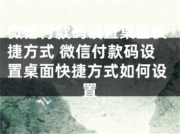 微信付款碼設(shè)置桌面快捷方式 微信付款碼設(shè)置桌面快捷方式如何設(shè)置