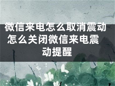 微信來電怎么取消震動 怎么關閉微信來電震動提醒