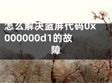 怎么解決藍(lán)屏代碼0x000000d1的故障