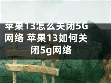 蘋果13怎么關(guān)閉5G網(wǎng)絡(luò) 蘋果13如何關(guān)閉5g網(wǎng)絡(luò)