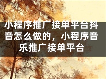 小程序推廣接單平臺抖音怎么做的，小程序音樂推廣接單平臺