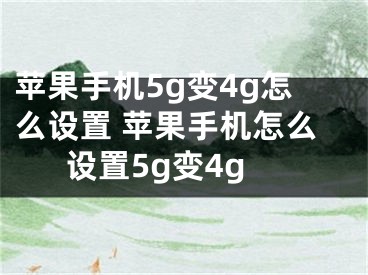 蘋果手機5g變4g怎么設(shè)置 蘋果手機怎么設(shè)置5g變4g