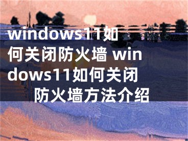 windows11如何關(guān)閉防火墻 windows11如何關(guān)閉防火墻方法介紹