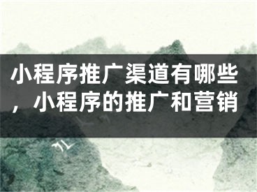 小程序推廣渠道有哪些，小程序的推廣和營銷