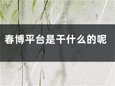 春博平臺(tái)是干什么的呢