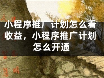 小程序推廣計(jì)劃怎么看收益，小程序推廣計(jì)劃怎么開通