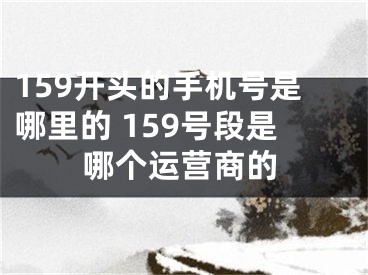 159開頭的手機(jī)號是哪里的 159號段是哪個運營商的