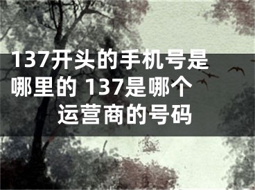 137開頭的手機號是哪里的 137是哪個運營商的號碼