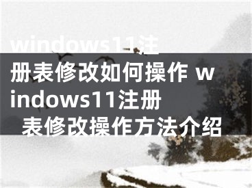 windows11注冊表修改如何操作 windows11注冊表修改操作方法介紹