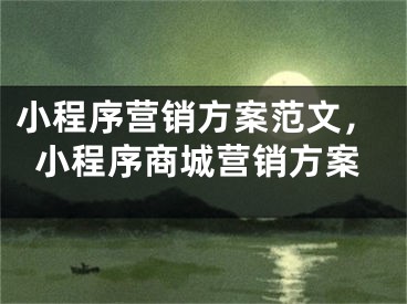 小程序營銷方案范文，小程序商城營銷方案