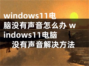 windows11電腦沒有聲音怎么辦 windows11電腦沒有聲音解決方法