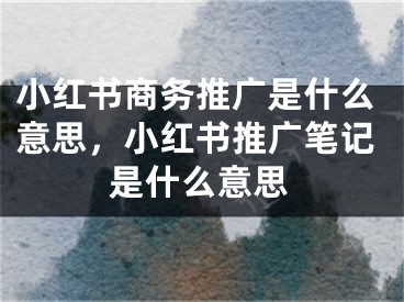 小紅書商務(wù)推廣是什么意思，小紅書推廣筆記是什么意思