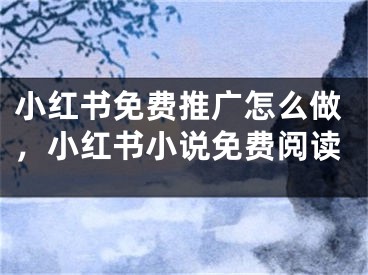 小紅書免費(fèi)推廣怎么做，小紅書小說免費(fèi)閱讀