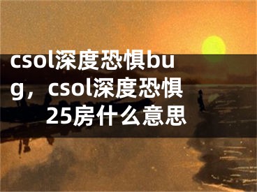 csol深度恐懼bug，csol深度恐懼25房什么意思