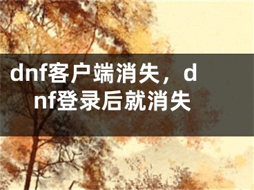 dnf客戶端消失，dnf登錄后就消失