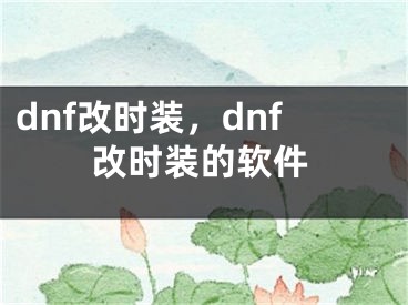 dnf改時(shí)裝，dnf改時(shí)裝的軟件