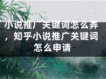 小說(shuō)推廣關(guān)鍵詞怎么弄，知乎小說(shuō)推廣關(guān)鍵詞怎么申請(qǐng)