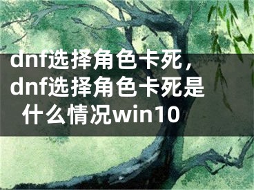 dnf選擇角色卡死，dnf選擇角色卡死是什么情況win10