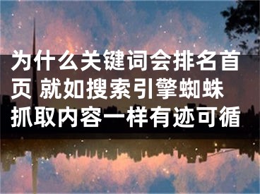 為什么關(guān)鍵詞會排名首頁 就如搜索引擎蜘蛛抓取內(nèi)容一樣有跡可循