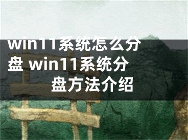 win11系統(tǒng)怎么分盤 win11系統(tǒng)分盤方法介紹