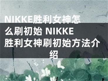 NIKKE勝利女神怎么刷初始 NIKKE勝利女神刷初始方法介紹